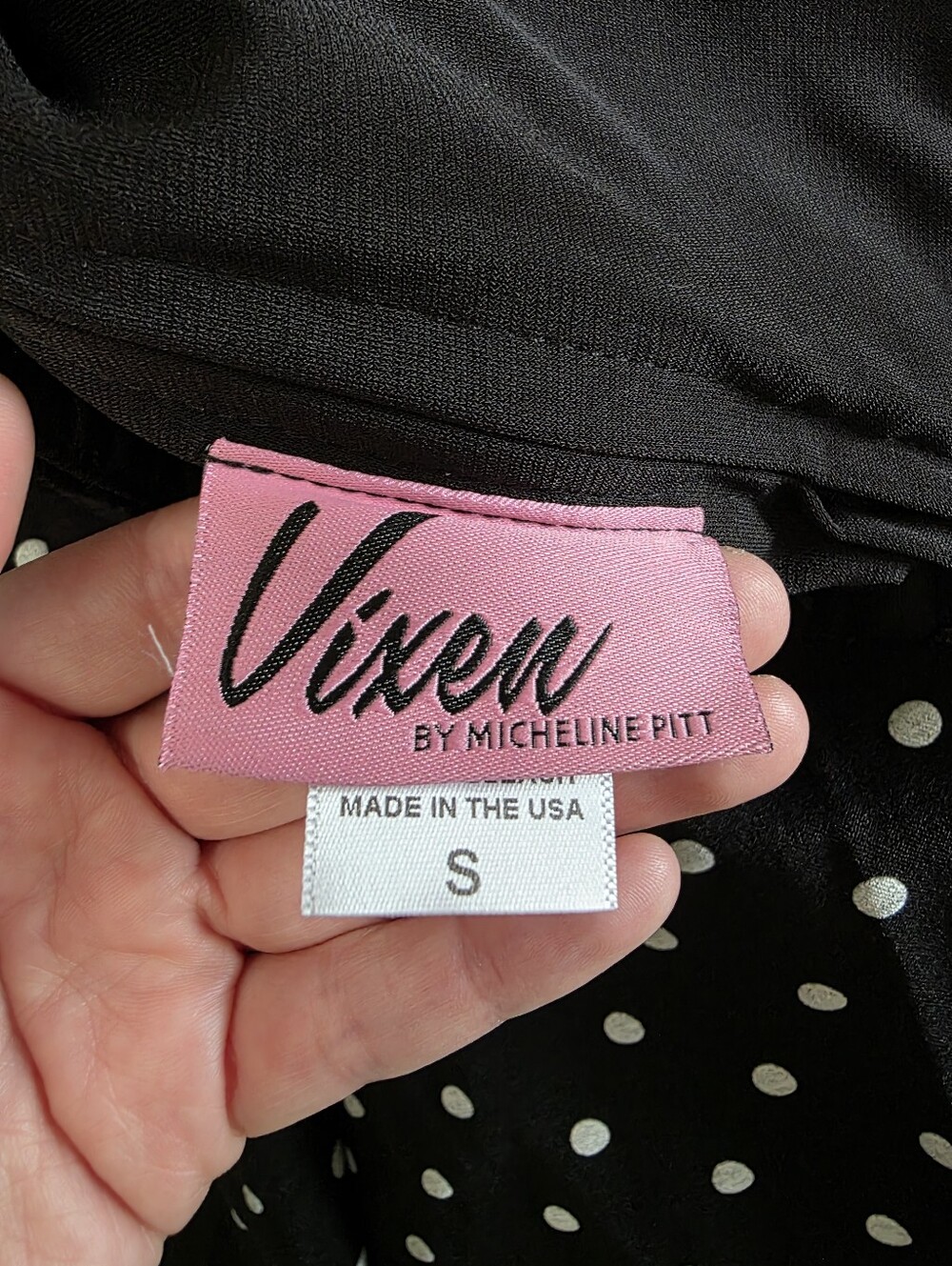 Vixen by Micheline Pitt Maneater Swing Dress in Black Polka Dot, small - Picture 6 of 7